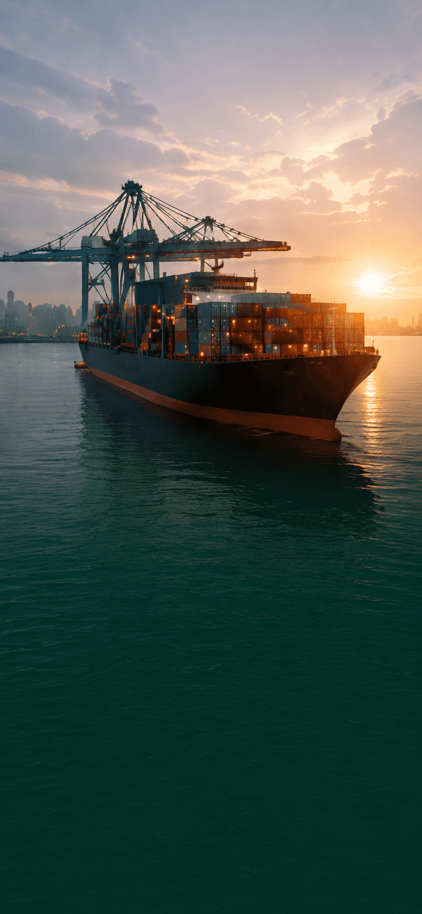 Container ship at port — global supply
