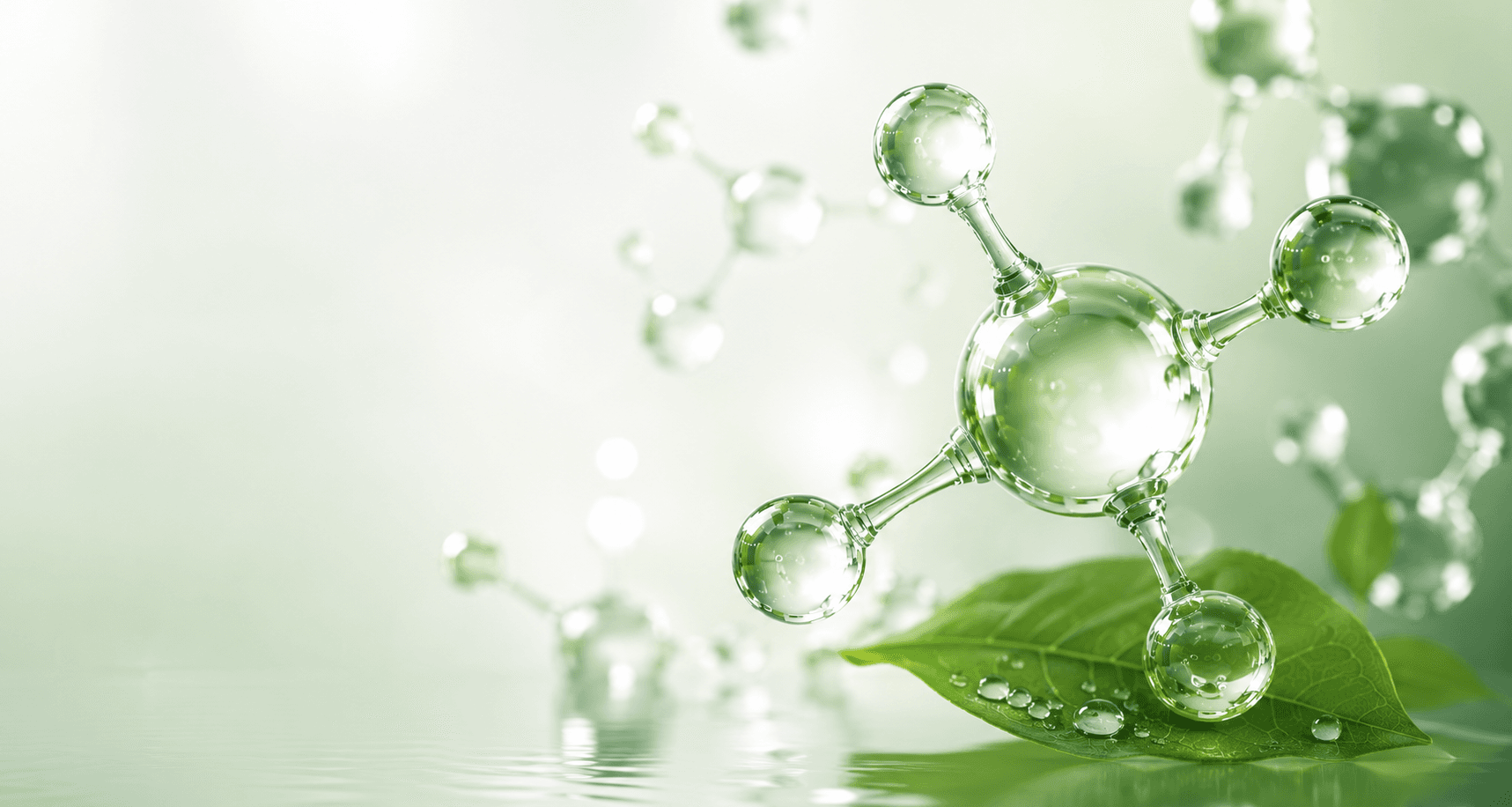 Green molecular render on a leaf