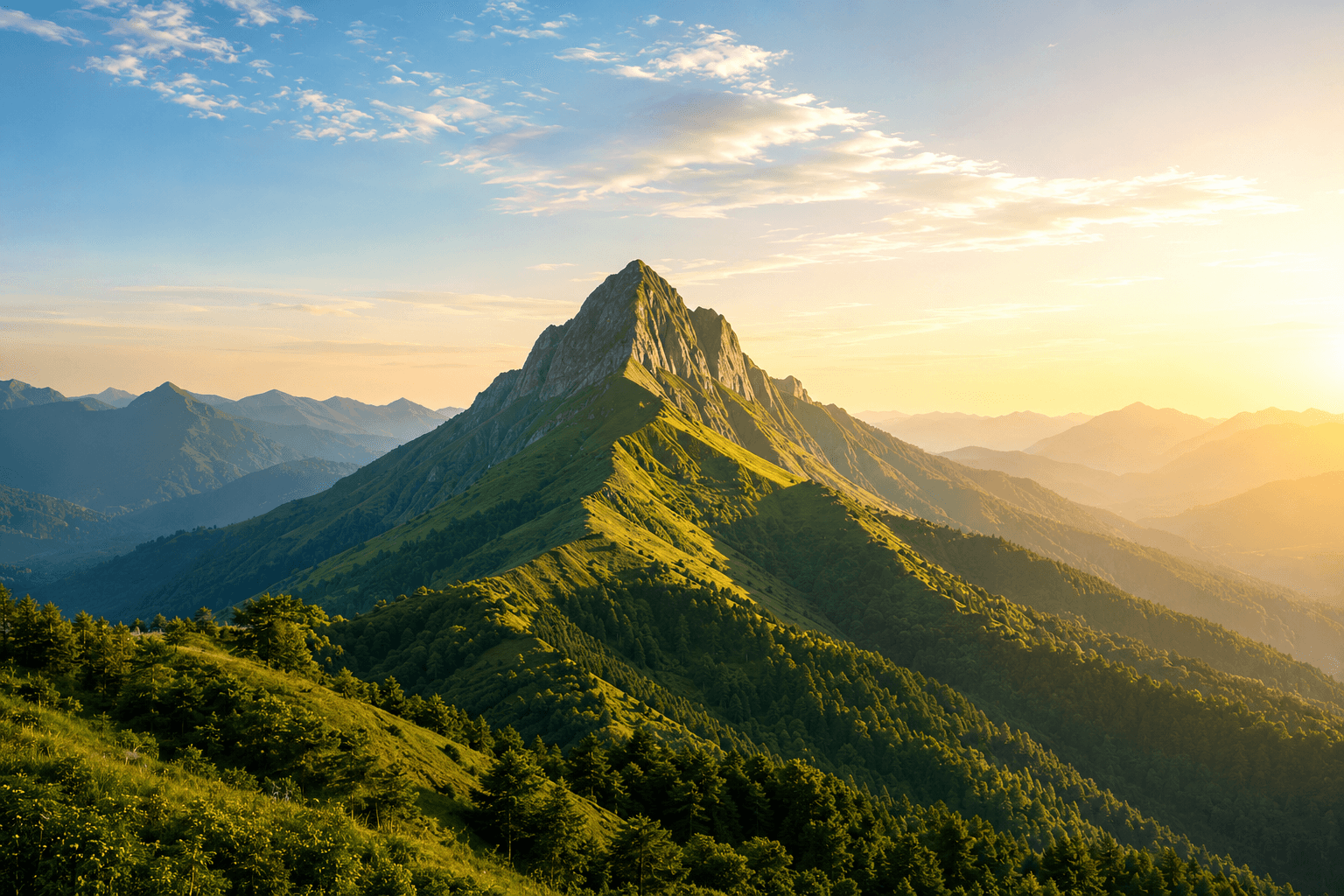 Mountain peak at sunrise