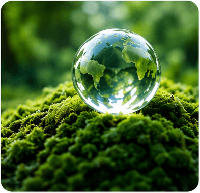 Glass globe on moss