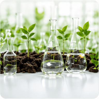 Seedlings in flasks